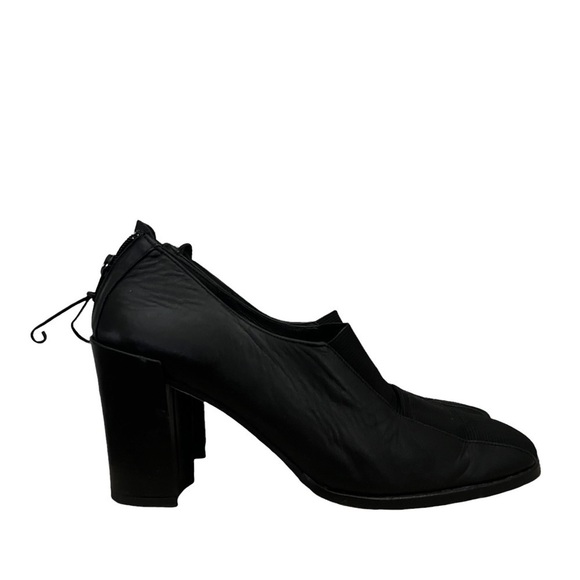 Donald J Pliner Black Leather Zip Back Square Toe Heels 8 - Picture 1 of 7